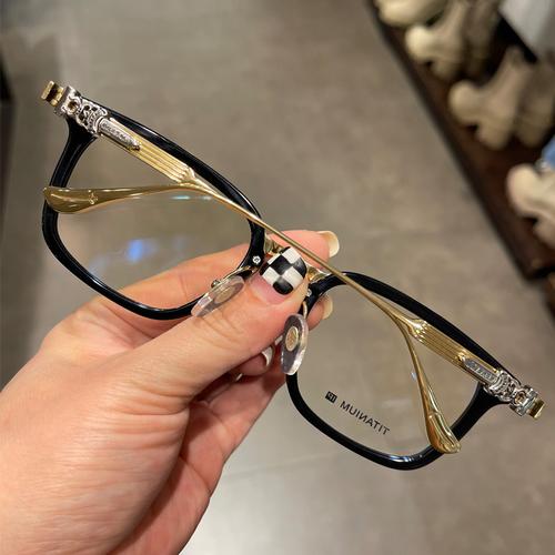 宝剑克罗心眼镜框架新品纯钛方形大框银饰男女潮流近视平光防蓝光