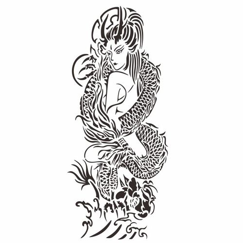 全臂腿部手臂喷绘艺伎鲤鱼花臂龙鲤鱼过肩般若化妆