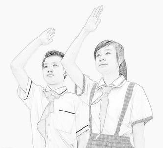 素描手绘敬礼简笔画