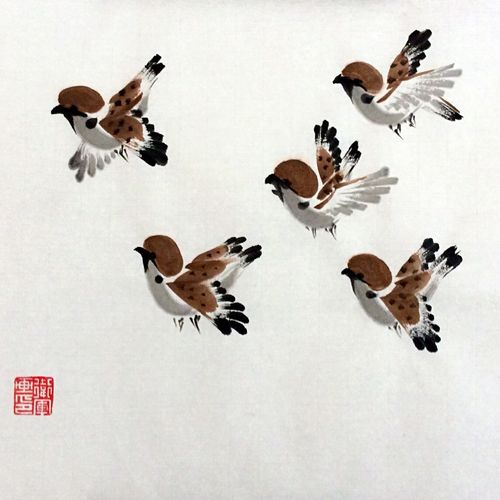 翰墨小站之我跟关卫军老师学画画:中国画写意麻雀画法