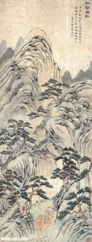 清代画家上睿山水绘画立轴作品