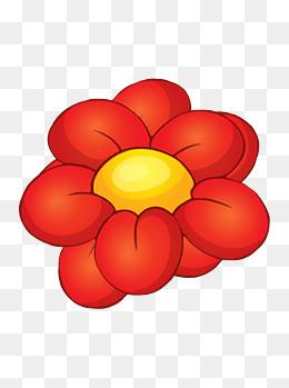 植物红色小花卡通装饰元素