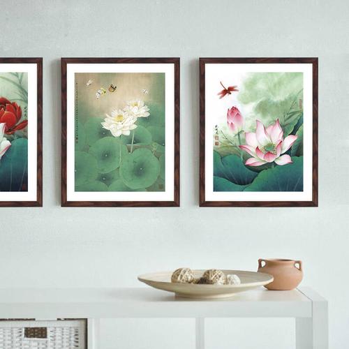 列昂纳多 现代简约客厅装饰画餐厅有框画卫生间浴室防水壁画挂画荷花