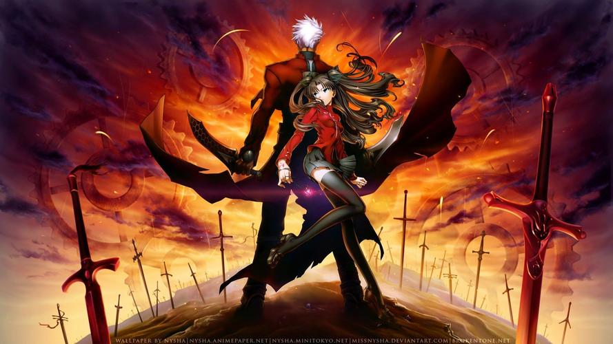 下面这张fate ubw 里的远坂凛和红archer的高清官方图!