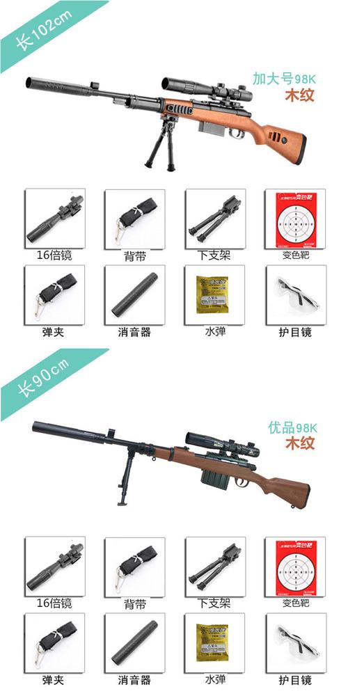 儿童玩具枪套装备吃鸡绝地求生坚锋98k抛壳m24 中号awm 标配  1万水弹