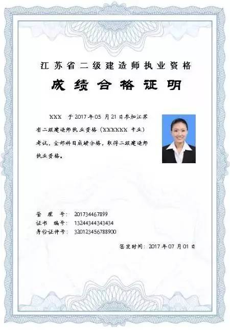 附件2:江苏省二级建造师(增项)执业资格合格证明