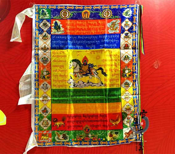 藏传佛教经幡绸布缎面单张经幡竖挂五彩经幡风马旗厂家批发长90cm