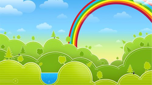 矢量绿色春天彩虹 壁纸 - 1600x900