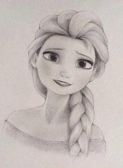 艾莎素描简笔画