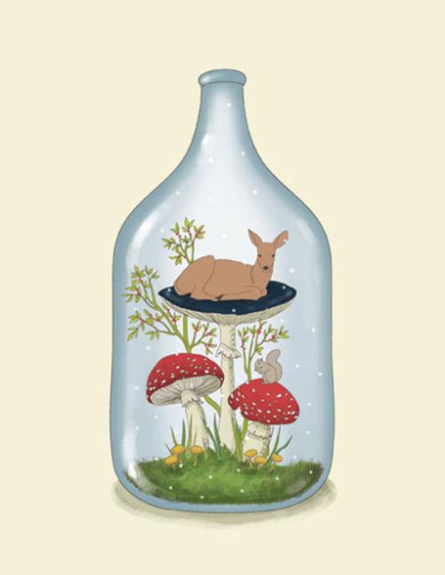 把所有的美好装进瓶子,守候和期望.丨 插画师yasmine