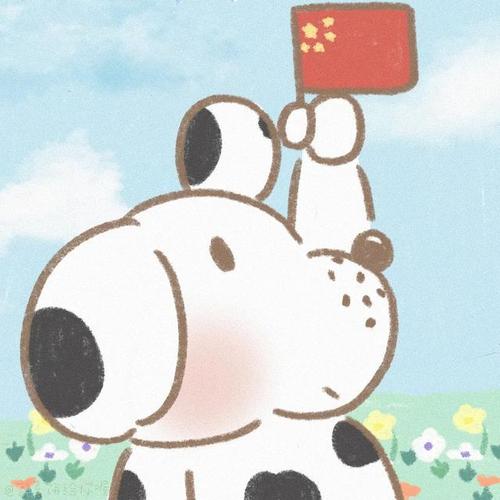 头像卡通女生闺蜜头像可爱女生头像手举中国国旗系列头像