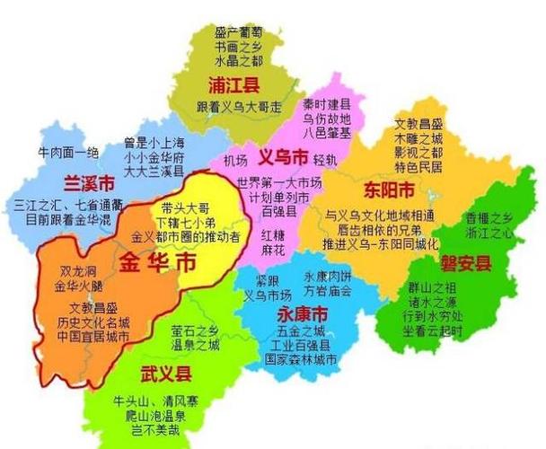 举个例子: 世界义乌,亚洲横店(东阳),中国永康,浙江金华,金华兰溪.