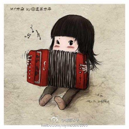 木朵故事#"手风琴",2012/03/05,总觉得小姑娘得会点琴棋书画什么的