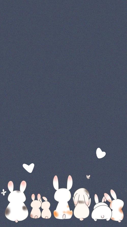 简约可爱小动物背影手机壁纸