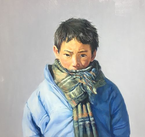 油画人物,一个藏族小男孩