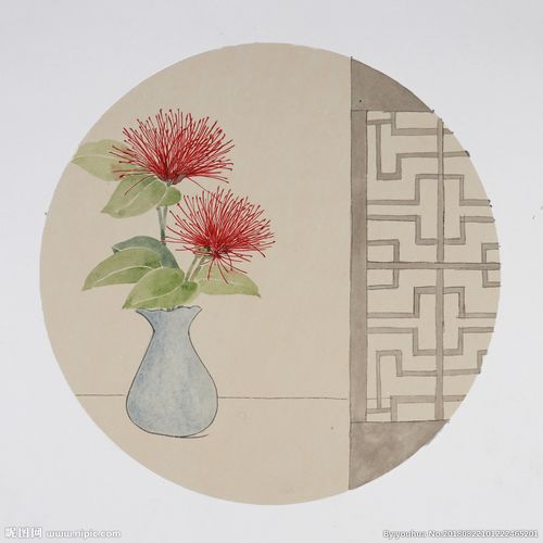 合欢花国画装饰画图片