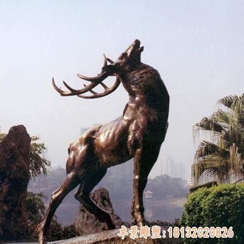 紫铜小鹿雕塑-阳江铸铜鹿雕塑价格