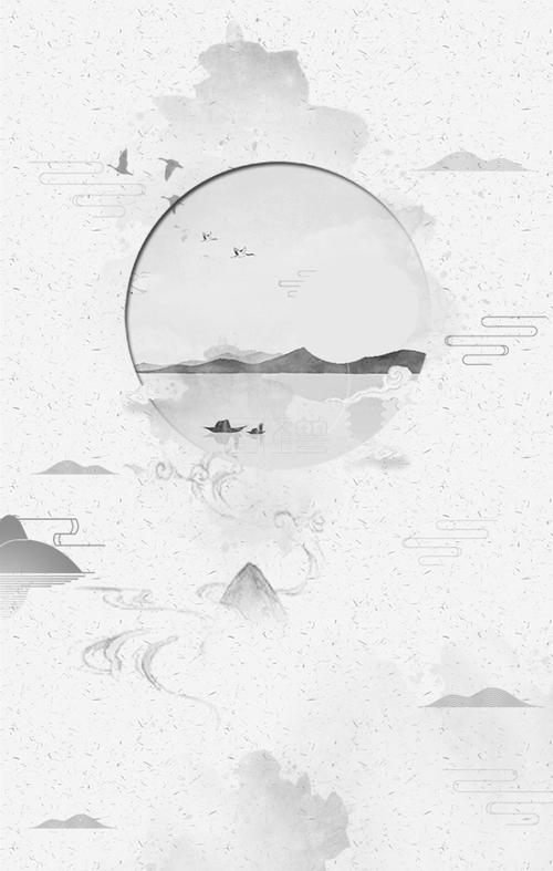 图怪兽原创元素古风中国风风格主题海报背景-背景素材