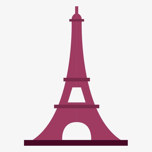 卡通法国巴黎铁塔建筑旅游景点