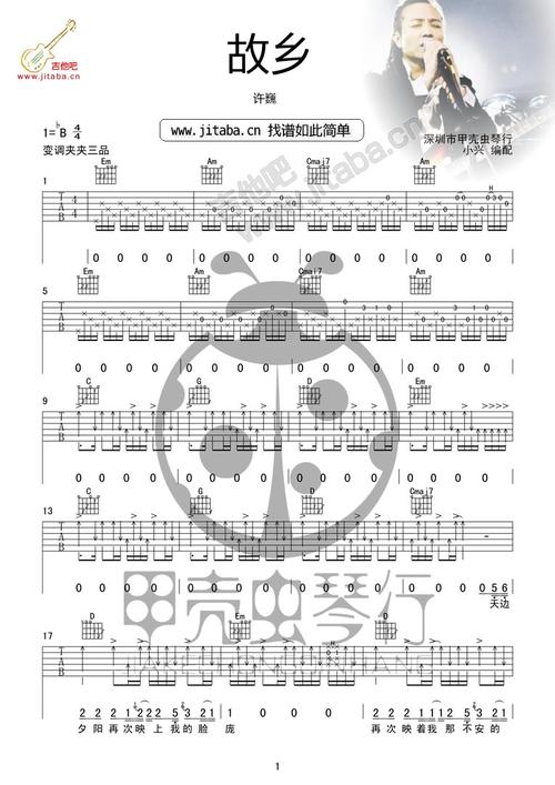 故乡吉他谱简单扫弦新手版 许魏吉他谱