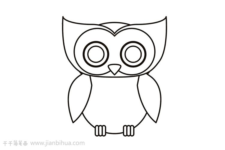 如何画猫头鹰简笔画图片动物涂色画简笔画
