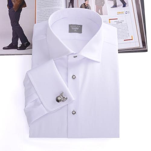 [拜耳衬衫自营店] 男士法式衬衫美式袖口结婚礼服宴会主持派对白色