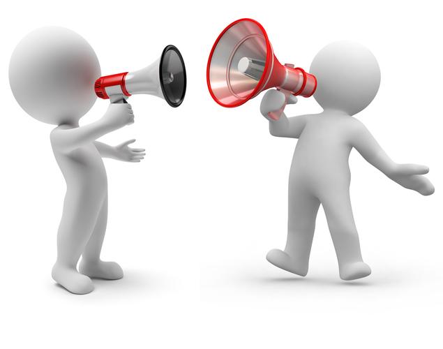 拿喇叭喊话的3d小人儿2个图片