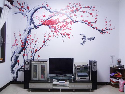 简单可爱手绘电视背景墙效果图