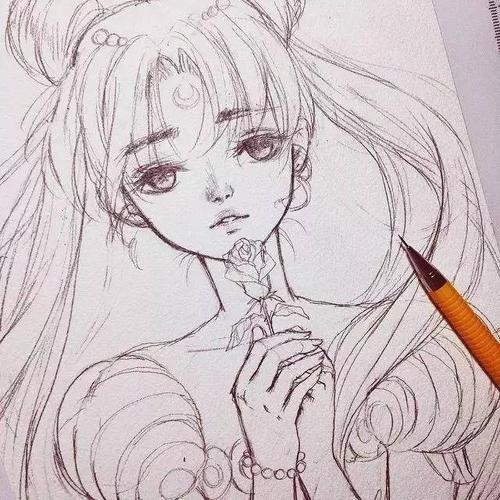 干货| 100张女生绘画线稿素材二次元动漫古风美女
