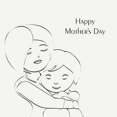 妈妈抱小孩的简笔画i