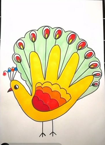 八鱼小学网络学习【一年级美术第四次实践学习内容《手形添画》】