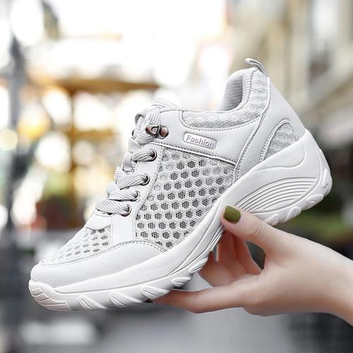 沐风草女款户外休闲鞋夏季厚底增高运动鞋女网面透气轻便防滑旅游鞋