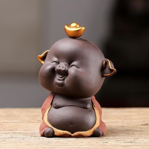 五福小猪福禄寿喜财紫砂茶宠摆件精品可养招财纳福茶玩