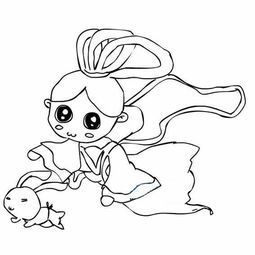 嫦娥奔月简笔画颜色祥云