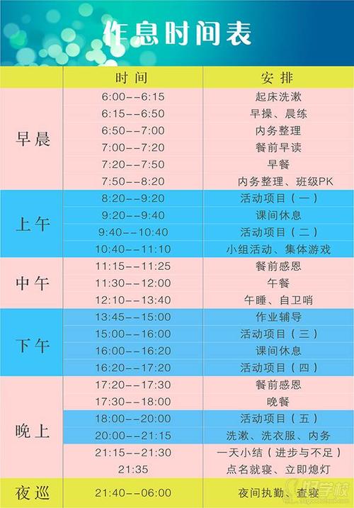 作息时间表