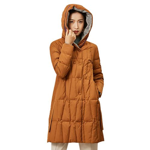 歌蒂诗秋冬专柜新款90白鸭绒中长款连帽羽绒服女外套8a42y3575