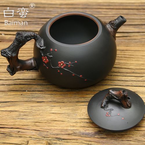 白蛮云南建水紫陶壶梅花西施壶黑陶家用普洱泡茶壶根艺仿生纯手工