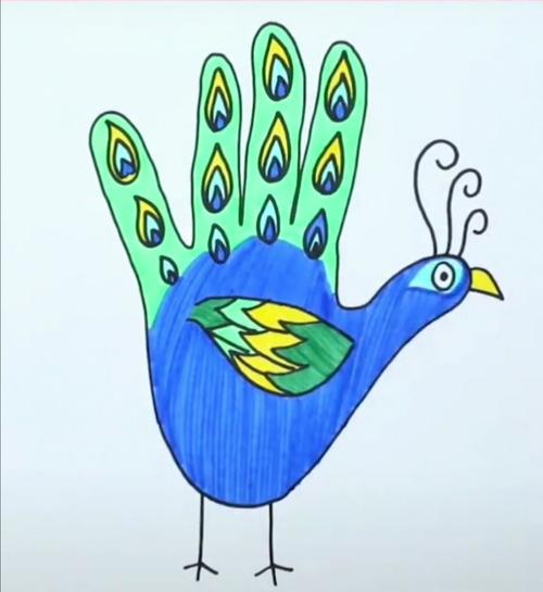 写美篇家长指导幼儿在纸上摆好要画的手形,用笔从最外面的手指开始