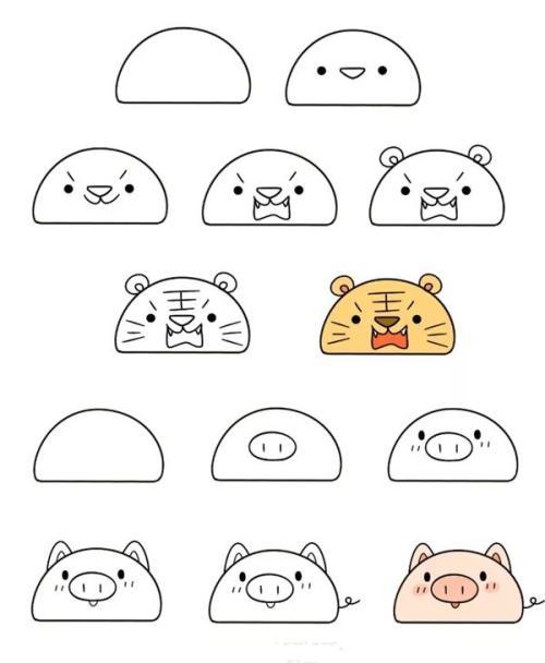 猪简笔画图片大全可爱