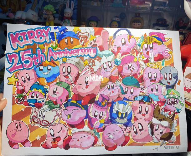 星之卡比马克笔手绘_马克笔_星之卡比_手绘_樱花_学生