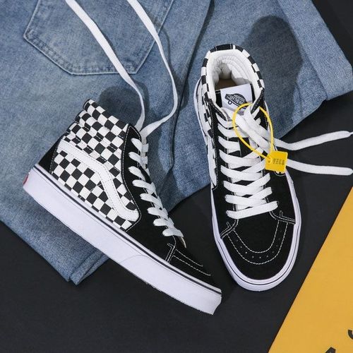 万斯经典纪念款高帮sk黑色帆布鞋学生女鞋男鞋低帮