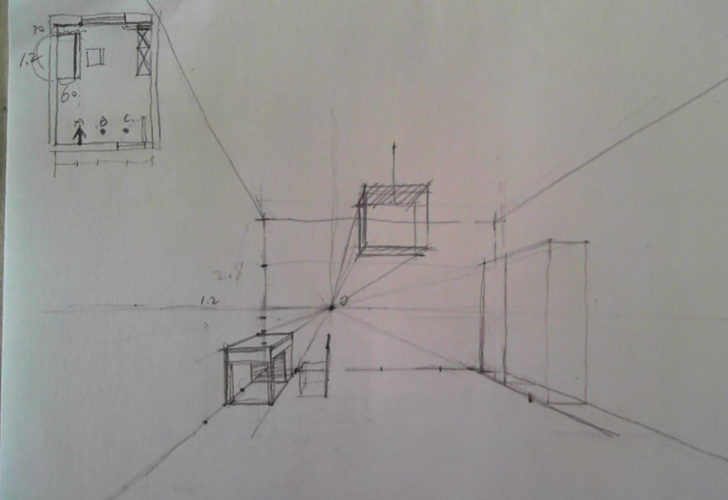 素描——老师上课素描截图(001,一点透视)