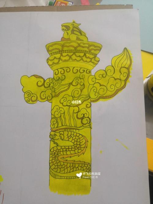 手绘华表柱_人文_绘画