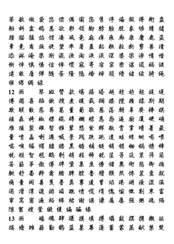 常用汉字3500 常用繁体字钢笔书法字体