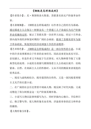 《钢铁是怎样炼成的》知识点习题总结