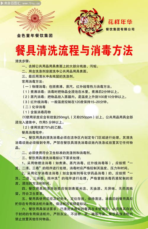 酒店餐具清洗流程与消毒方法制度展板图片