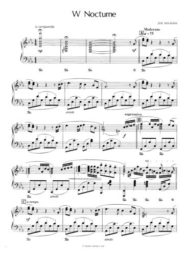 钢琴谱 w nocturne   曲谱w nocturne 艺术家:久石让 调性:c调 演奏