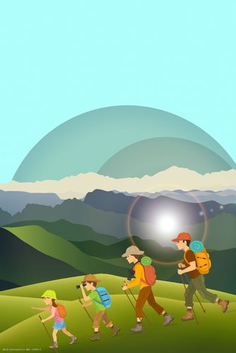 关键词:家人亲子远足登山旅游 卡通 亲子 旅游 爬山 远足 一家人 背包