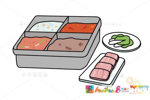 海底捞四宫格火锅简笔画