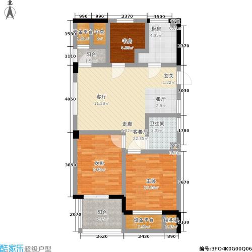 海棠公寓90.00㎡面积9000m户型